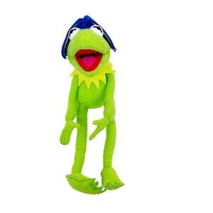 Vintage 1995 Jim Henson Kermit The Frog Blue Hat Plush